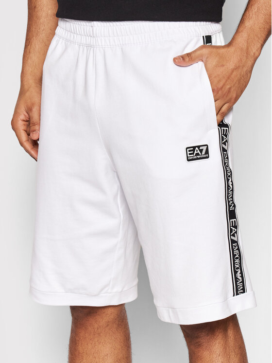 EA7 Emporio Armani Pantaloncini sportivi 3LPS61 PJ05Z 0100 Bianco Regular Fit