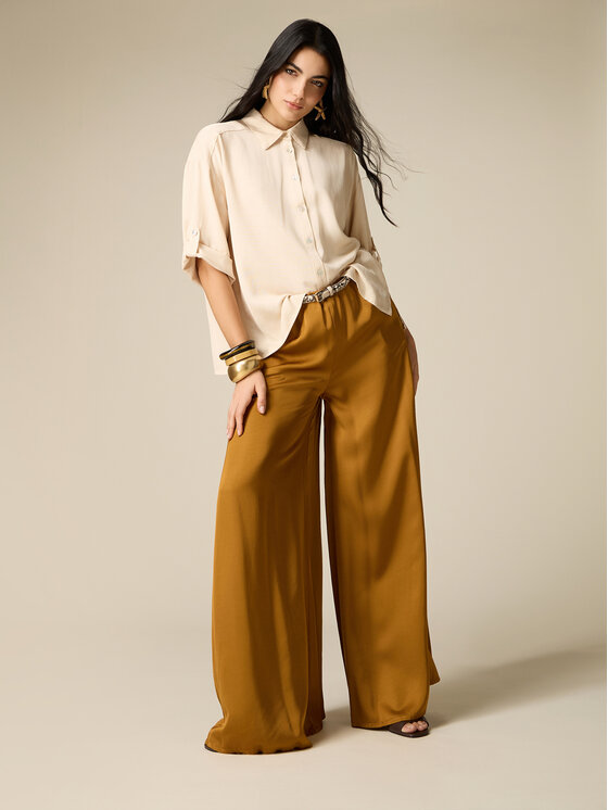 Oltre Oltre Pantaloni di tessuto P00PJ002442N037 Oro Baggy Fit