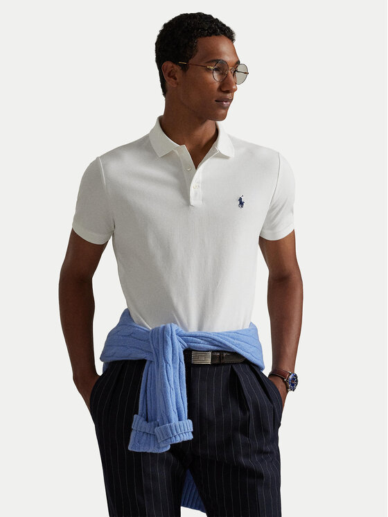 Polo Ralph Lauren Polo Ralph Lauren Тениска с яка и копчета 710941439002 Бял Custom Slim Fit