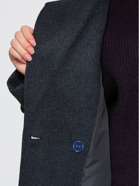 Ombre Ombre Płaszcz przejściowy OW-CT-E0023 Szary ciemny Relaxed Fit