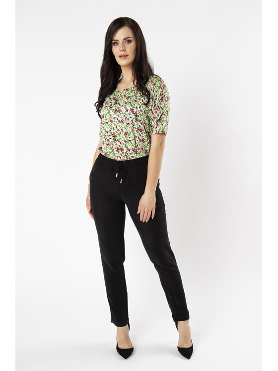 QUIOSQUE QUIOSQUE Kalhoty z materiálu QUIOSQUE 3OB001299 Černá Regular Fit
