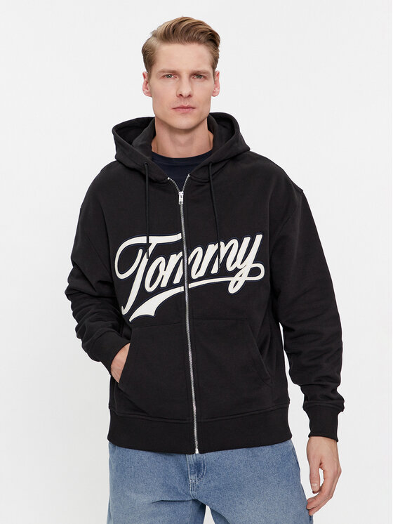 Tommy Jeans Bluză Letterman DM0DM18415 Negru Relaxed Fit
