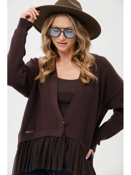 blue shadow blue shadow Kardigan Waxi Brązowy Regular Fit