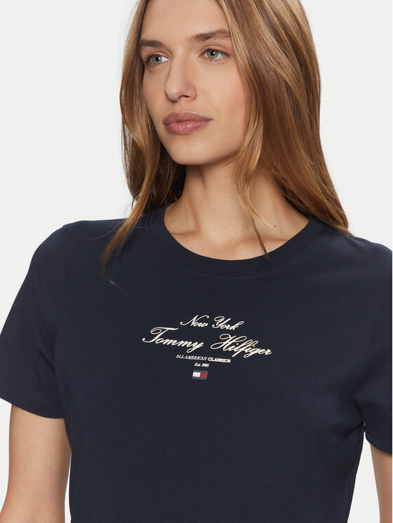 Tommy Hilfiger Tommy Hilfiger T-Shirt WW0WW43895 Granatowy Regular Fit