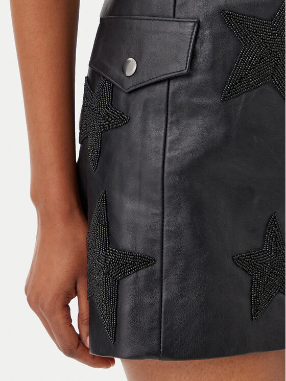 One Teaspoon One Teaspoon Fustă din piele Embellished Star 27138 Negru Regular Fit