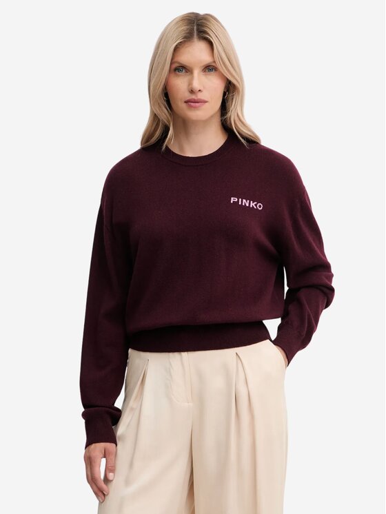 PINKO PINKO Maglione Martinica maglia blend con logo Bordeaux Regular Fit