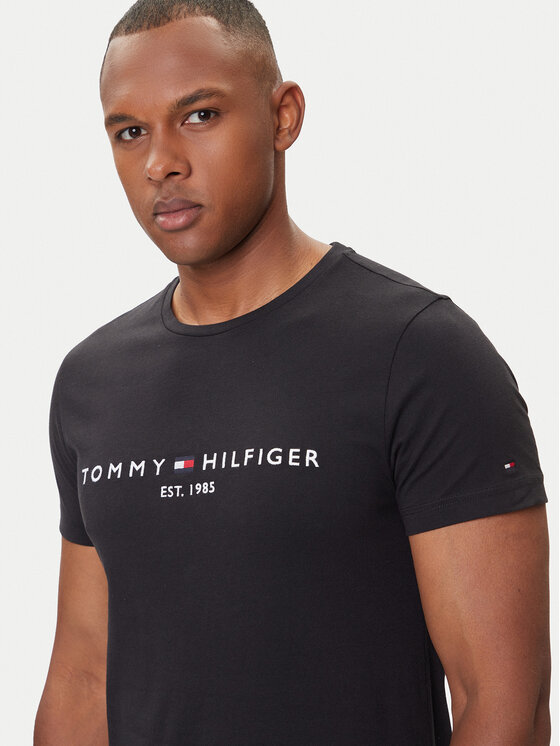 Tommy Hilfiger Tommy Hilfiger T-Shirt Core Logo Tee MW0MW11465 Czarny Slim Fit
