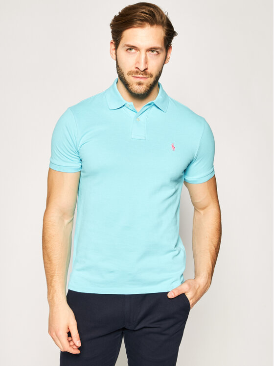 Polo Ralph Lauren Polo Ralph Lauren Тениска с яка и копчета Core Replen 710795080 Син Slim Fit