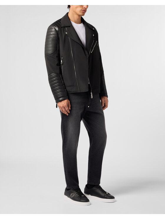 PHILIPP PLEIN PHILIPP PLEIN Chiodo di pelle 31474 Nero Regular Fit