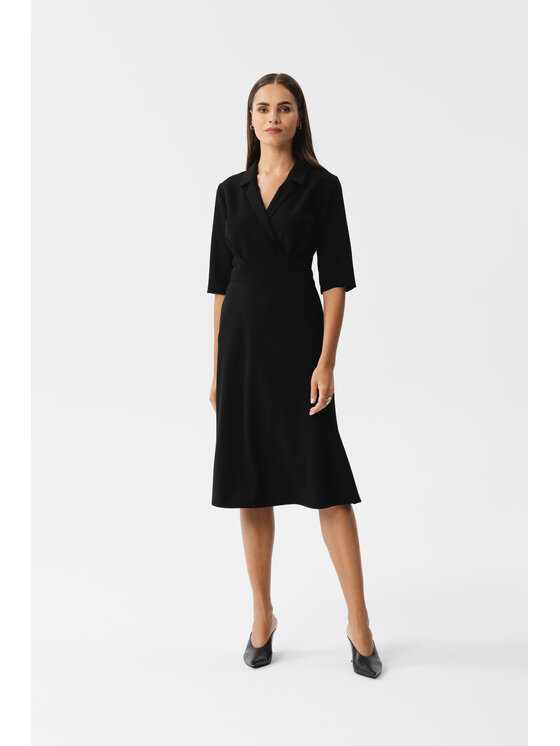 Stylove Stylove Koktejlové šaty S348 Černá Modern Fit