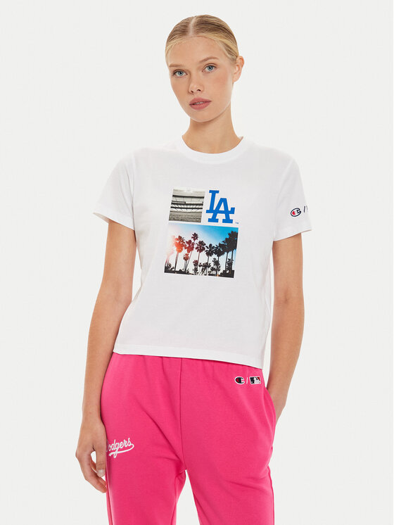 Champion Champion T-särk League LA Dodgers 116469 Valge Regular Fit