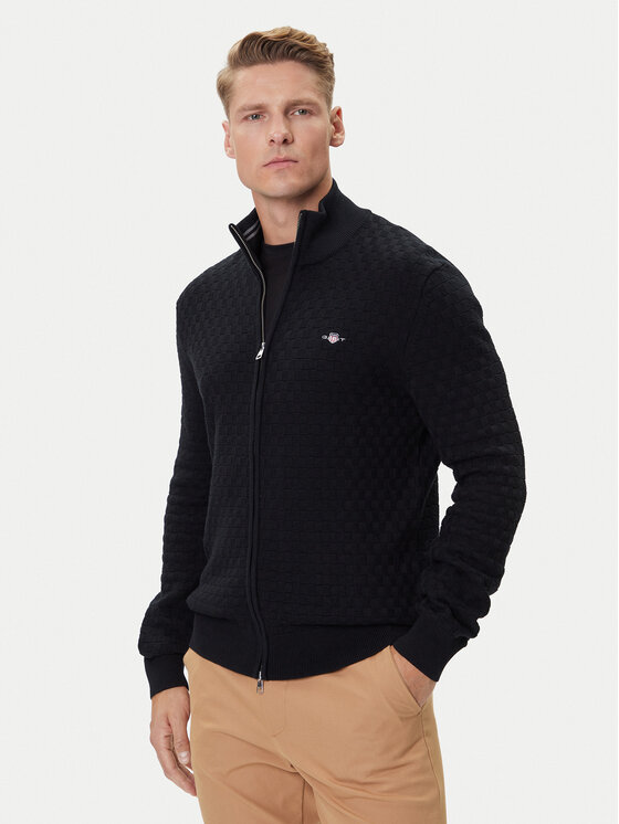 Gant Gant Strickjacke 8030263 Schwarz Regular Fit
