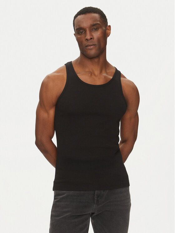 Jack&Jones Męski Tank top, rozmiar L, Czarny, Islington 12273156
