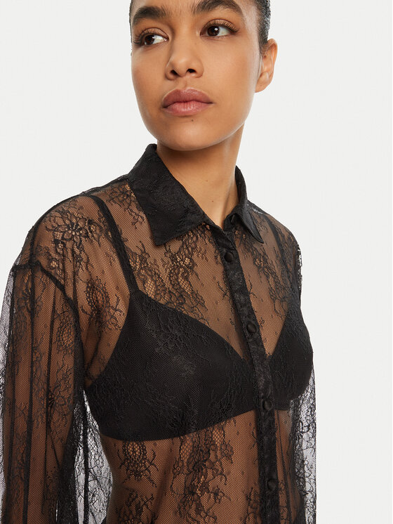 Hunkemöller Hunkemöller Marškiniai Camille 300608 Juoda Relaxed Fit