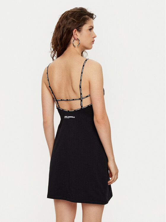 KARL LAGERFELD KARL LAGERFELD Cămașă de noapte A1W46081 Negru Regular Fit
