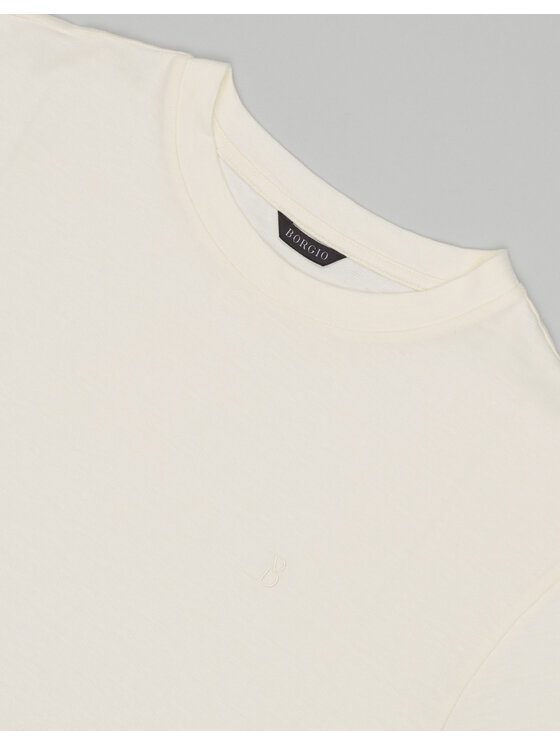 Borgio Borgio T-Shirt Liveri Biały Slim Fit