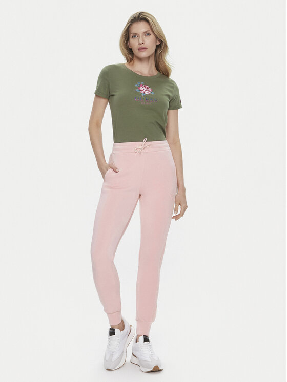 Guess Guess Spodnie dresowe V2YB18 K7UW2 Różowy Regular Fit