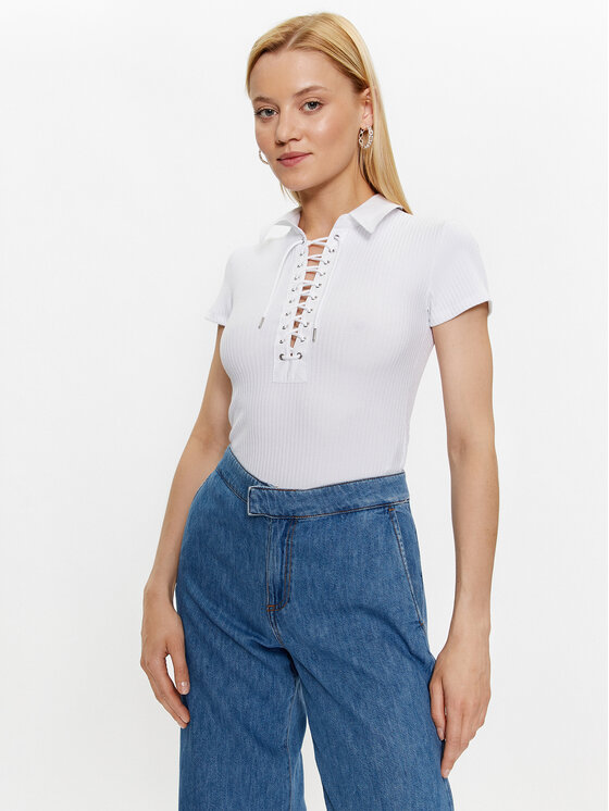 Guess Guess Majica Jordan W3GP24 K86Z2 Bijela Slim Fit