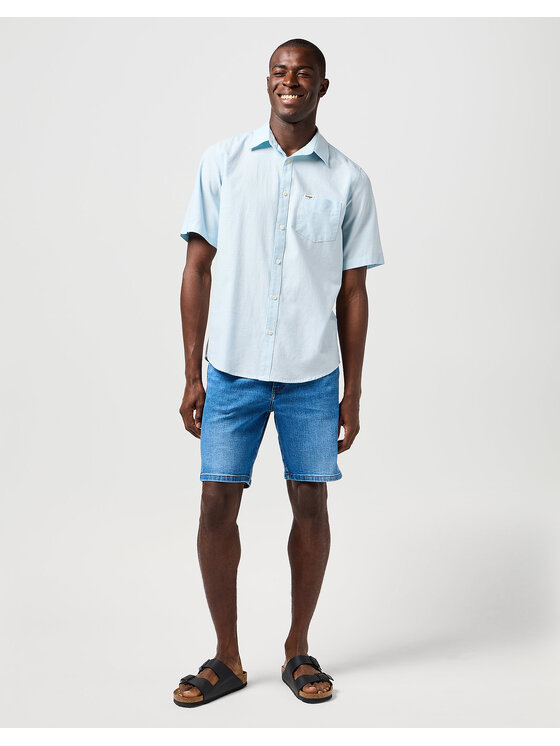 Wrangler Wrangler Szorty jeansowe FRONTIER SHORT Niebieski Regular Fit