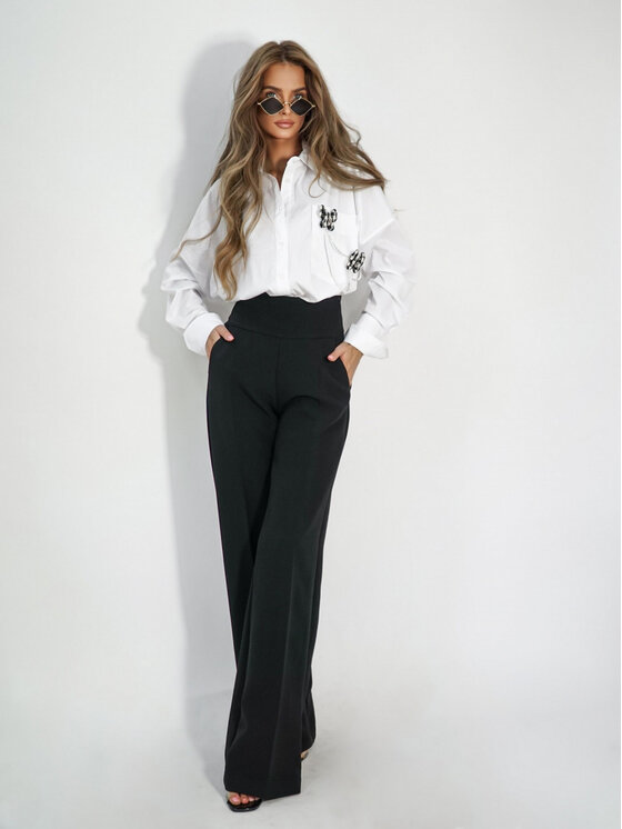 LilaLou LilaLou Spodnie materiałowe Teresa Czarny Regular Fit