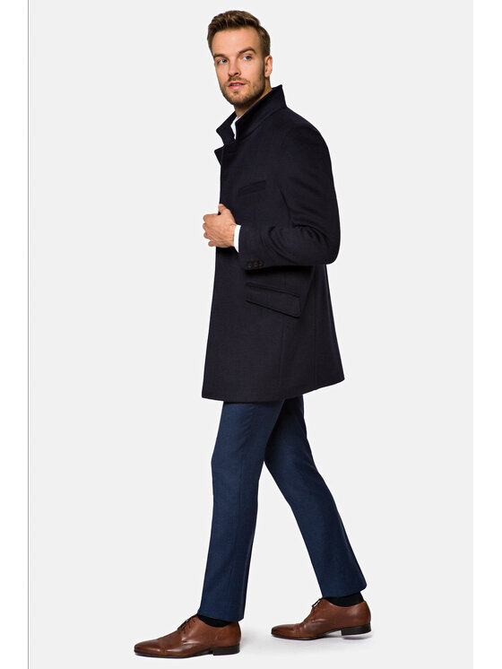 Lancerto Lancerto Płaszcz wełniany Salvador KU054220000006 Granatowy Regular Fit