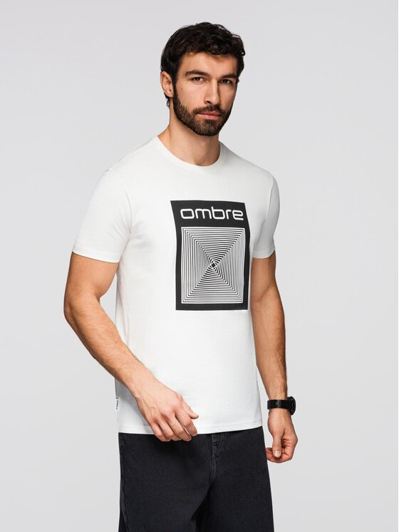 Ombre Ombre T-Shirt OM-TSPT-0260 Biały Regular Fit