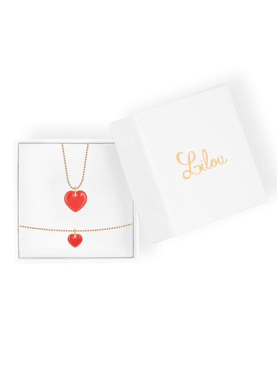 Lilou Lilou Sada náramku a náhrdelníka Love is red Zlatá