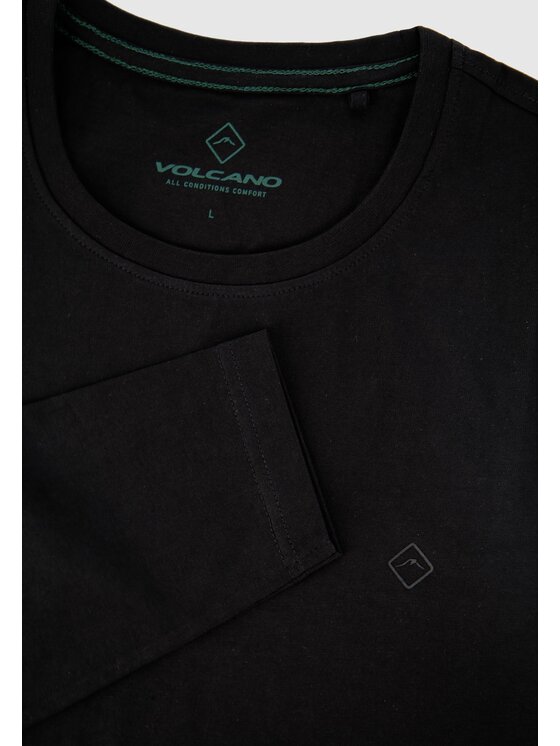 Volcano Volcano Longsleeve L-HALS Czarny Regular Fit