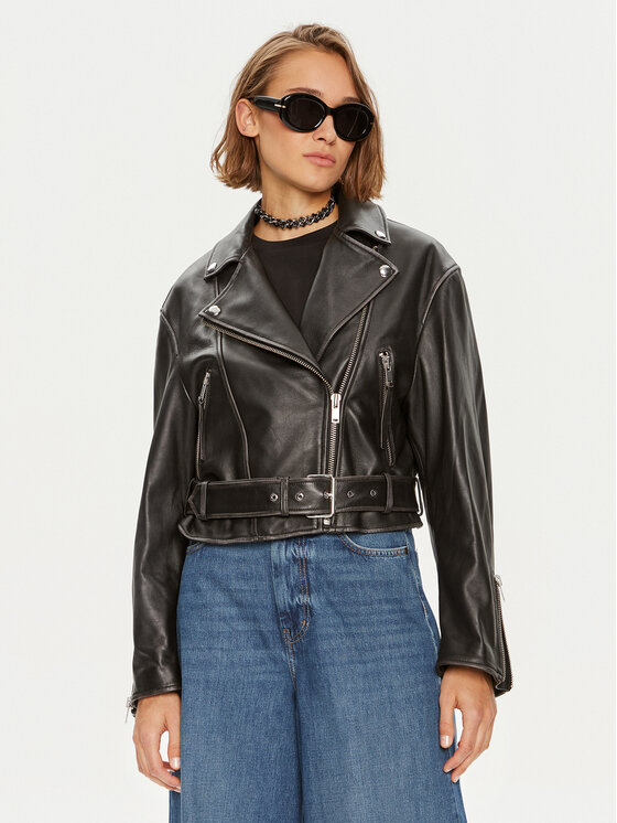 Weekend Max Mara Weekend Max Mara Μπουφάν δερμάτινο Saletta 2425446041 Μαύρο Standard Fit