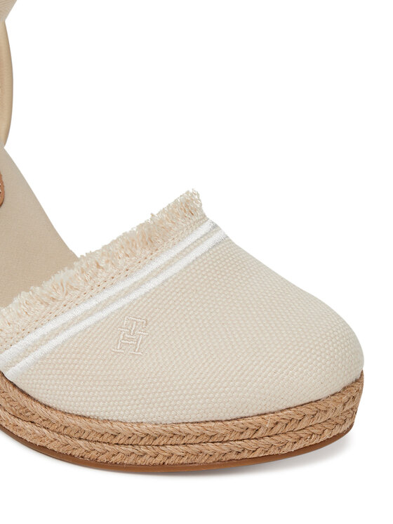 Tommy Hilfiger Tommy Hilfiger Espadrillas Fringe Canvas High Wedge FW0FW08878 Écru