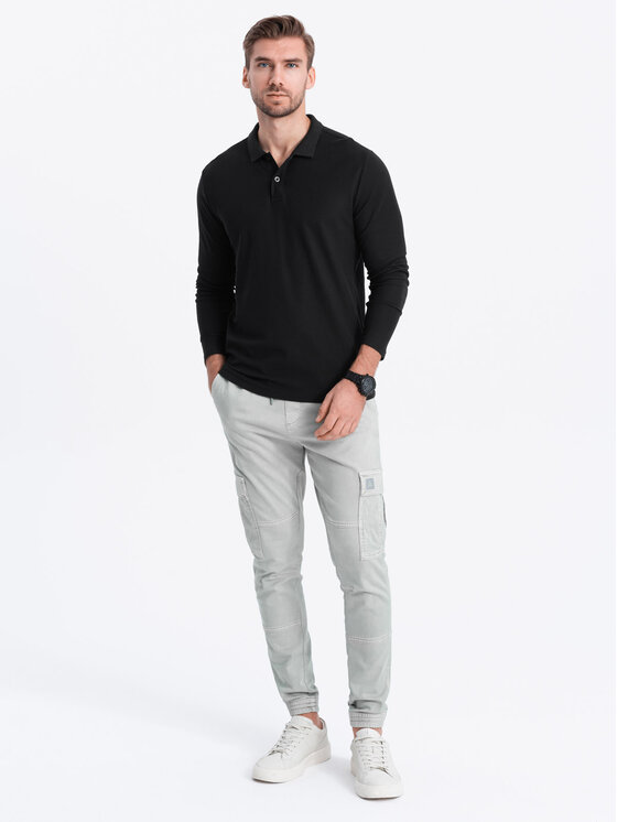 Ombre Ombre Longsleeve OM-POBL-0114 Czarny Fitting Fit