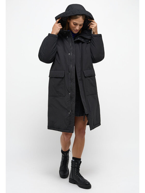 Mustang Mustang Kurtka zimowa LONG PARKA Czarny Loose Fit