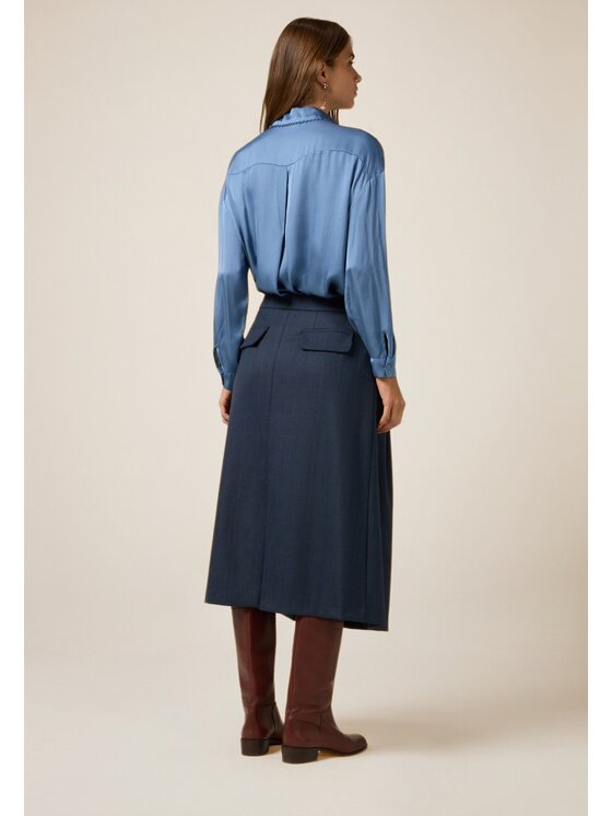 Oltre Oltre Gonna midi 1012R001568N0Z4 Blu A-Line Fit