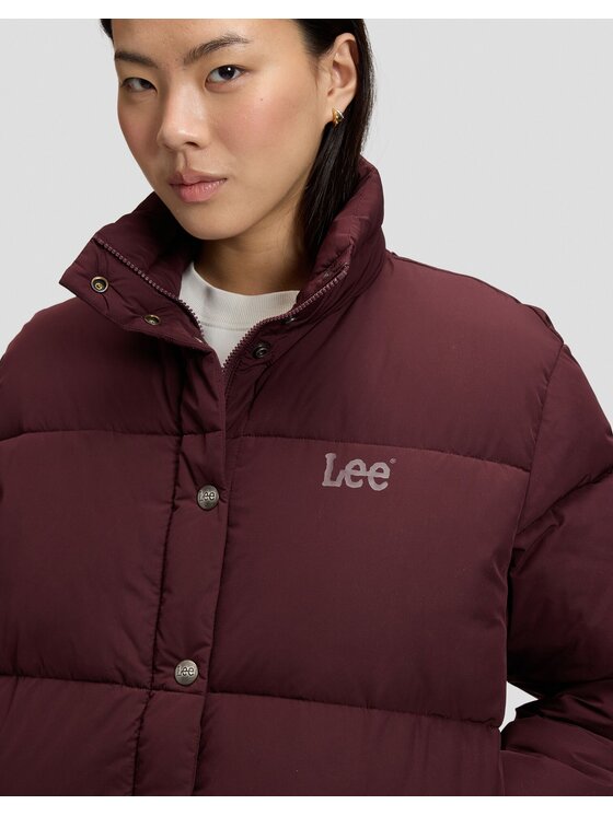 Lee Lee Kurtka puchowa SHORT PUFFER JACKET Czerwony Relaxed Fit