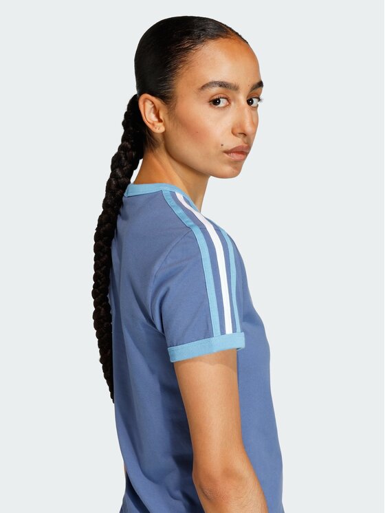 adidas adidas T-Shirt 3 STRIPES SLIM TEE Niebieski jasny