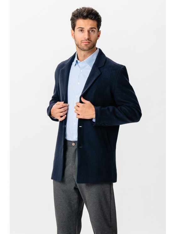 TeeShoppen TeeShoppen Płaszcz 'Basic Collection' Granatowy Regular Fit