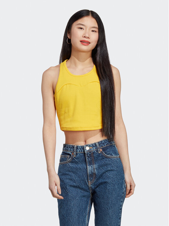 adidas adidas Top Lounge Rib Tank Top IC6506 Gelb Fitted Fit