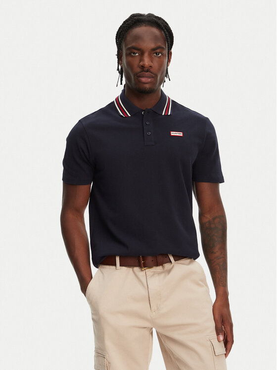 Hunter Hunter Polo Noris SS HARM0037242 Granatowy Regular Fit