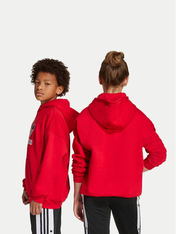 adidas adidas Bluza Trefoil JV8652 Czerwony Loose Fit