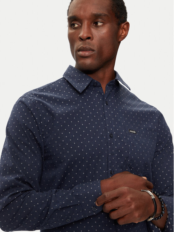 Guess Guess Camicia M4BH42 WGK50 Blu scuro Regular Fit