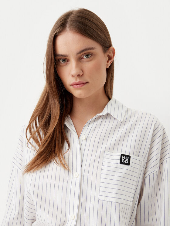 HUGO HUGO Camicia da notte 50531656 Bianco Relaxed Fit