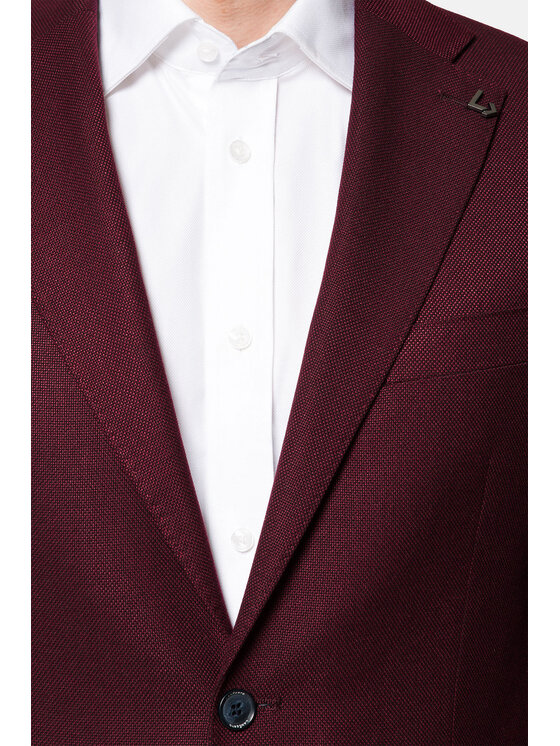 Lancerto Lancerto Garnitur Preston GA073222000003 Bordowy Slim Fit