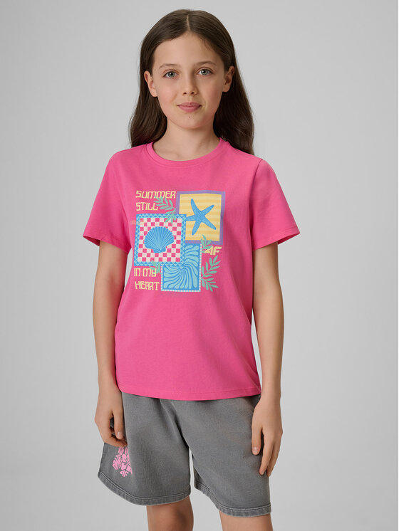 4F 4F T-Shirt SUMMER SPLASH Różowy Regular Fit