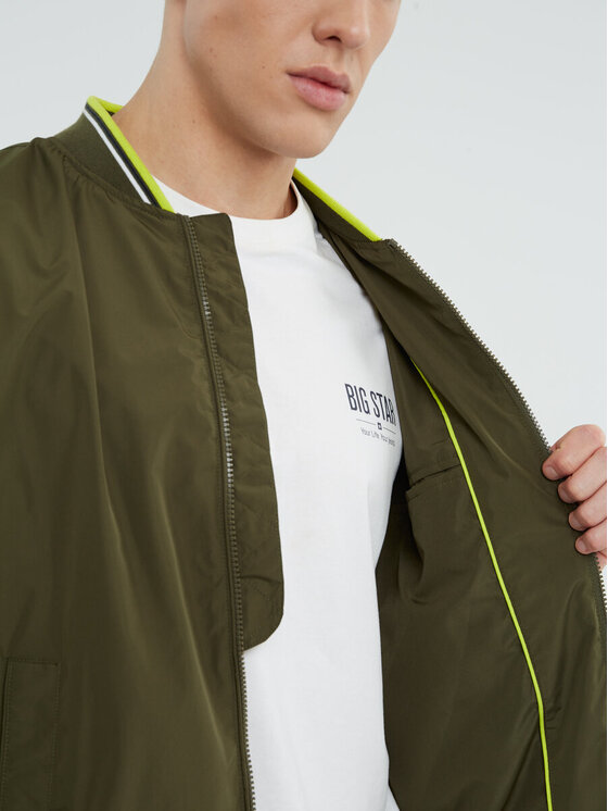 BIG STAR Kurtka bomber GLABRO_303_130 Khaki Basic Fit