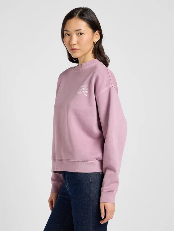 Lee Lee Bluza GRAPHIC CREW SWS Różowy Relaxed Fit