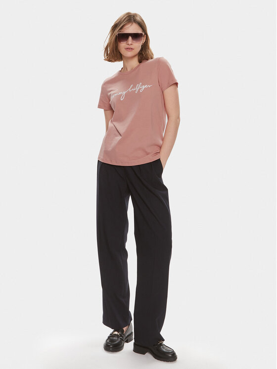 Tommy Hilfiger Tommy Hilfiger Тишърт Signature WW0WW41674 Розов Regular Fit