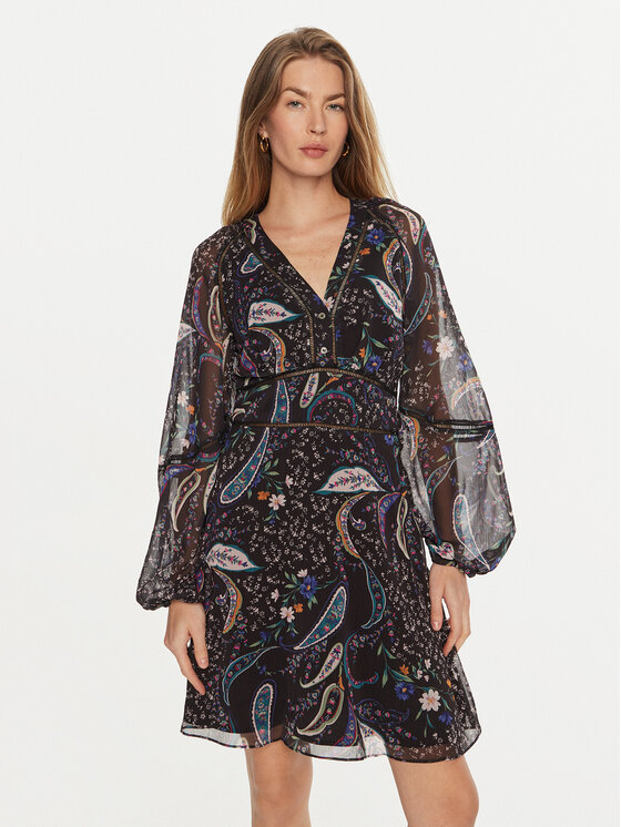 Guess Každodenné šaty Yvette W4BK29 WDW82 Čierna Regular Fit