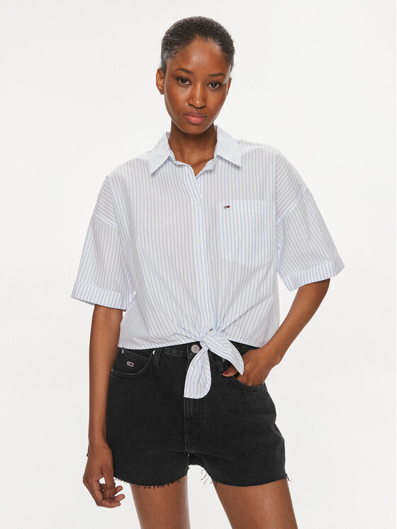 Női Ing Tommy Jeans, Méret: M, Kék, DW0DW17809