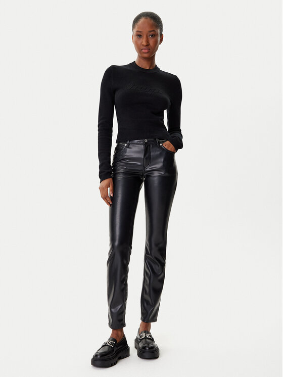 HUGO HUGO Hlače od imitacije kože Hilano-1 50546790 Crna Slim Fit
