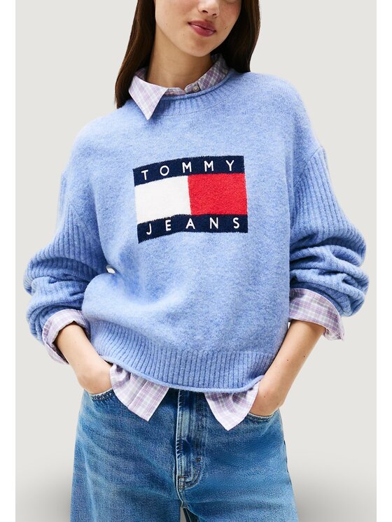 Tommy Jeans Tommy Jeans Πουλόβερ TJW MELANGE FLAG SWE Μωβ Casual Fit